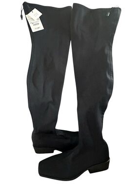 ZARA Thigh High Black Boots Stretch NWT Womens Size 5 MSRP $119 Airfit